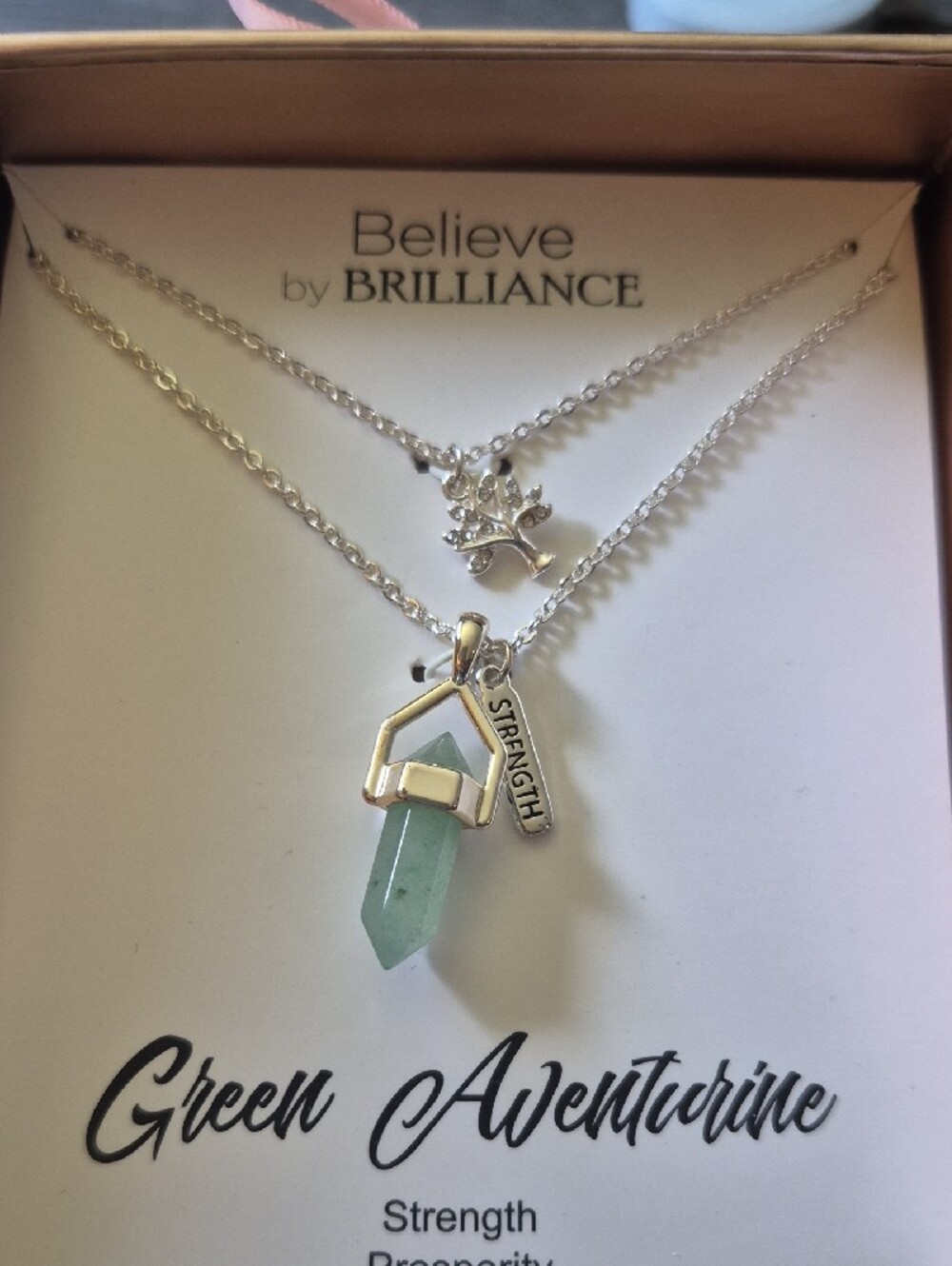 Green Aventurine Believe By Brilliance Layered Necklace Set Silver Plated - Picture 3 of 5